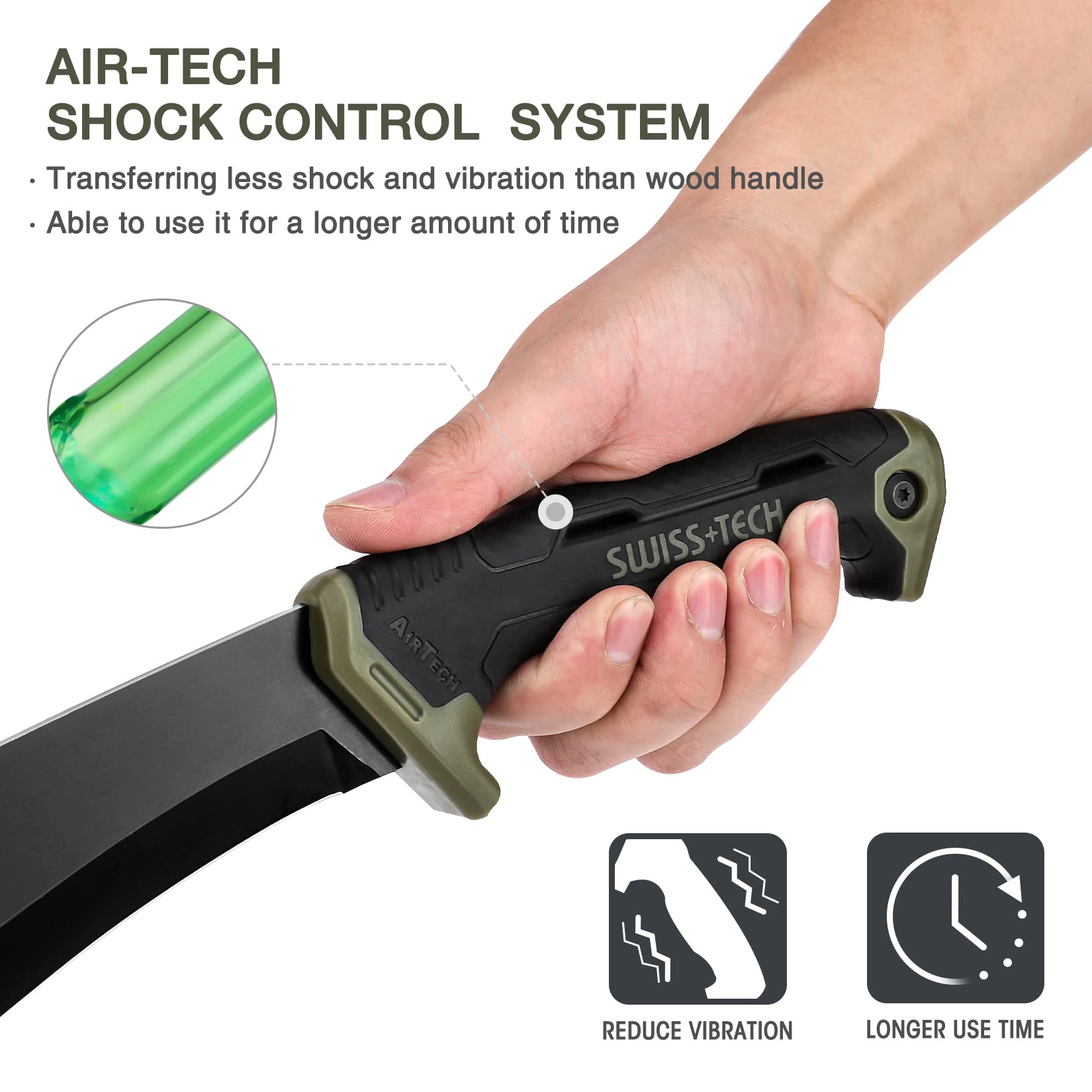 Swiss+Tech 11" Machete, Fixed Blade Machete with Heavy Duty