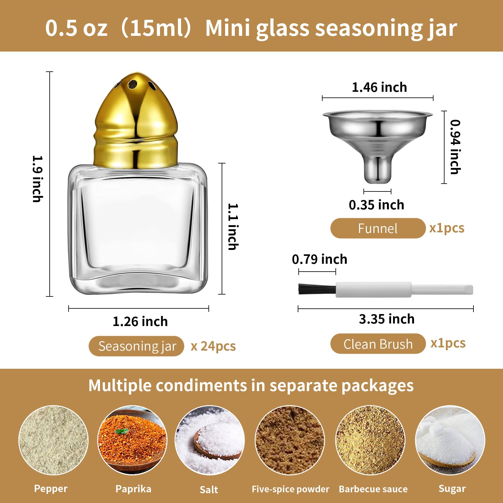 Salz- und Pfefferstreuer in Würfelform, klein, 14,2 ml, mit Ton-Deckeln, klares Mini-Glas, Gewürzgläser, Gewürz-Salzstreuer mit Trichter für Hochzeit, Party, Restaurant, Zuhause, Küche, 24 Stück