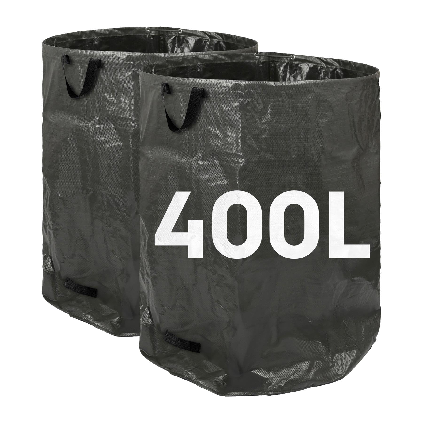 Harbour Housewares Garden Waste Bags with Handles - 400L x 2 Heavy Duty Garden Bag, Collapsible Recycling Green Bags Reusable Gardening Waste Sacks for Grass, Weeds, Compost, Leaves, Debris