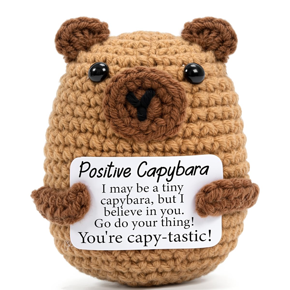 Positive Crochet Animals Capybara Gifts- Funny Good Luck Gifts with Cards,Emotional Support Positive Animals,New Job Leaving Gifts ,First Day at School Motivational Toy for Kids,Girls,Best Friend
