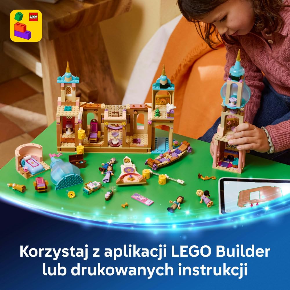 LEGO ǀ Disney Princess Zamek Roszpunki 43297 | Zamek z bajki i 6 postaci, zabawka dla 6-latki, prezent dla dziewczynki i chłopca, zestaw klocków dla dzieci, 676 elementów