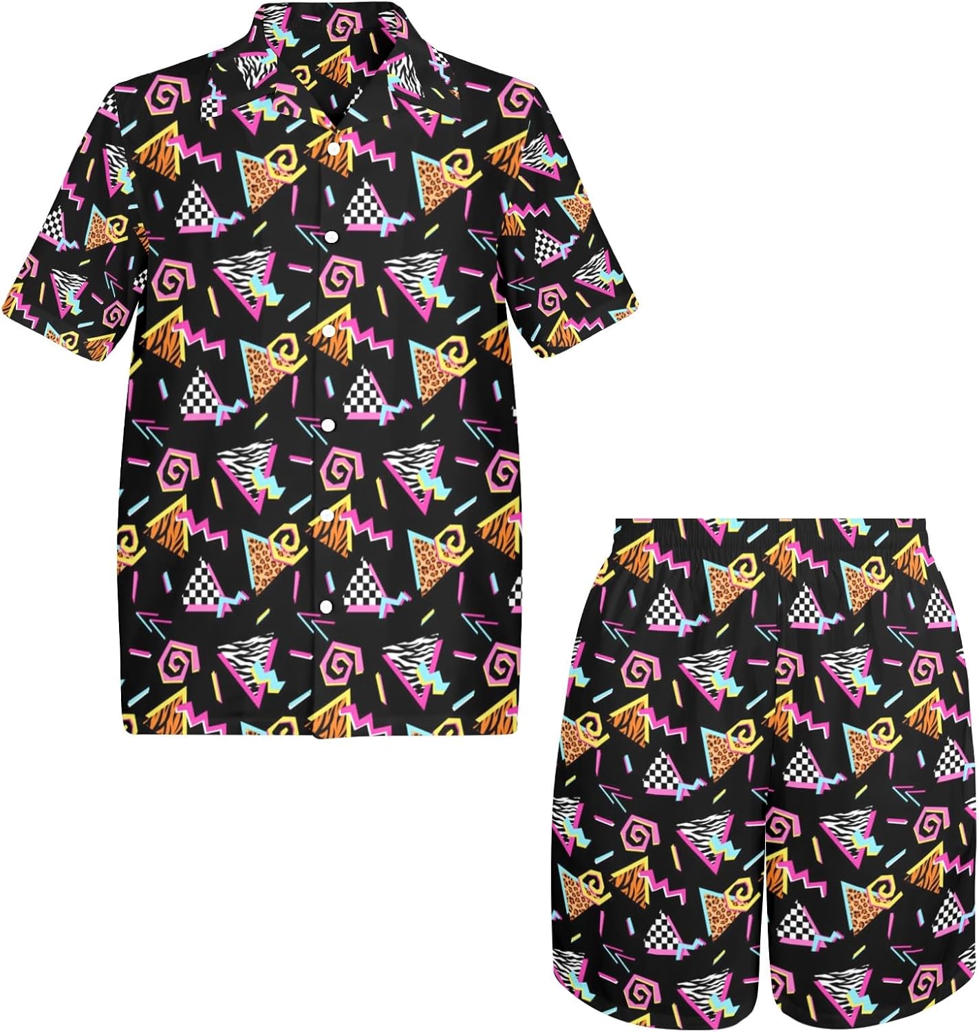 Artsadd 80s 90s Outfit for Men Hawaiian Shirt and Shorts Set Beach Party Outfits - Image 5