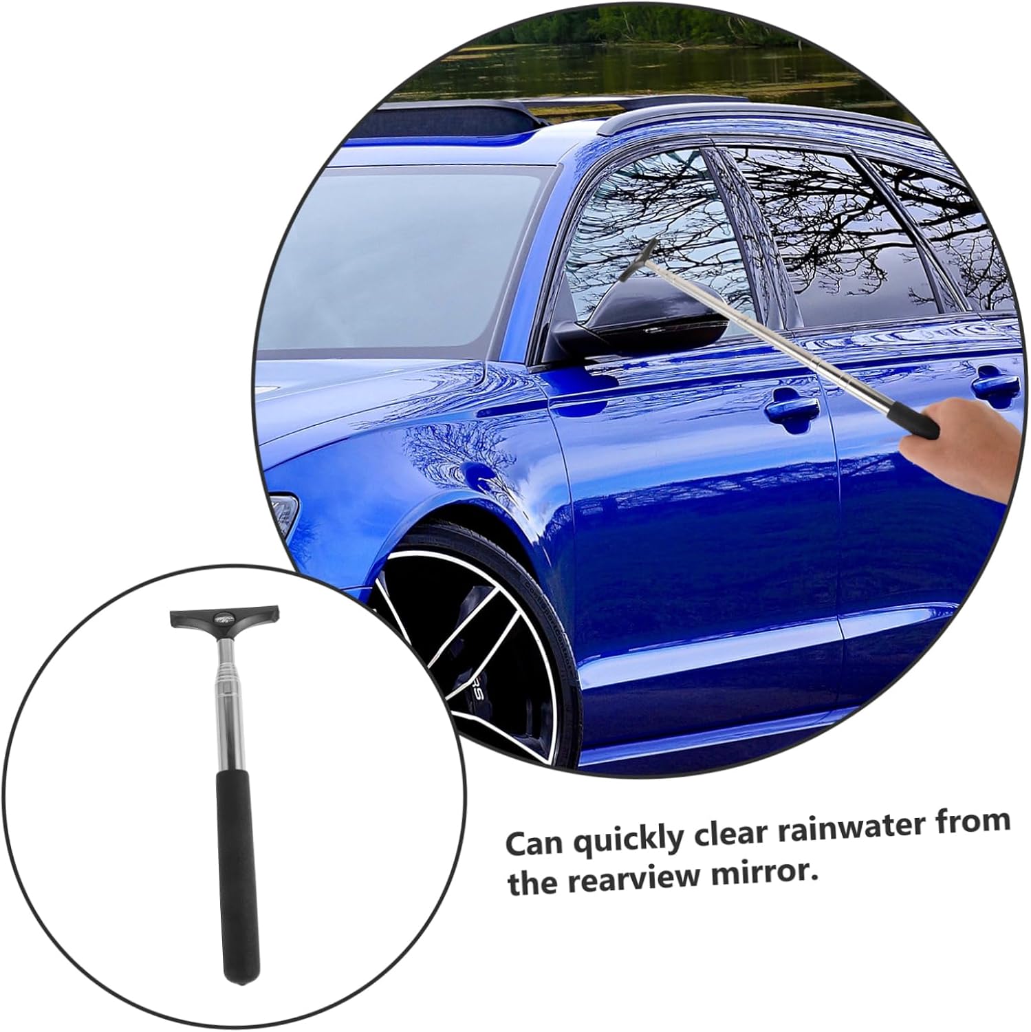 Unomor Extendable Handle Car Windshield Cleaner Tool Rain Rearview Mirror Wiper Defogger
