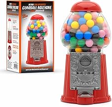 CKB LTD Coin Operated Candy Dispenser, Vintage Candy Dispenser for Sweets, Round Chocolates, Chewing Gum, Snack Treats Nuts and Dried Fruits Gumball Piggy Bank, Small Size 23cm, Red