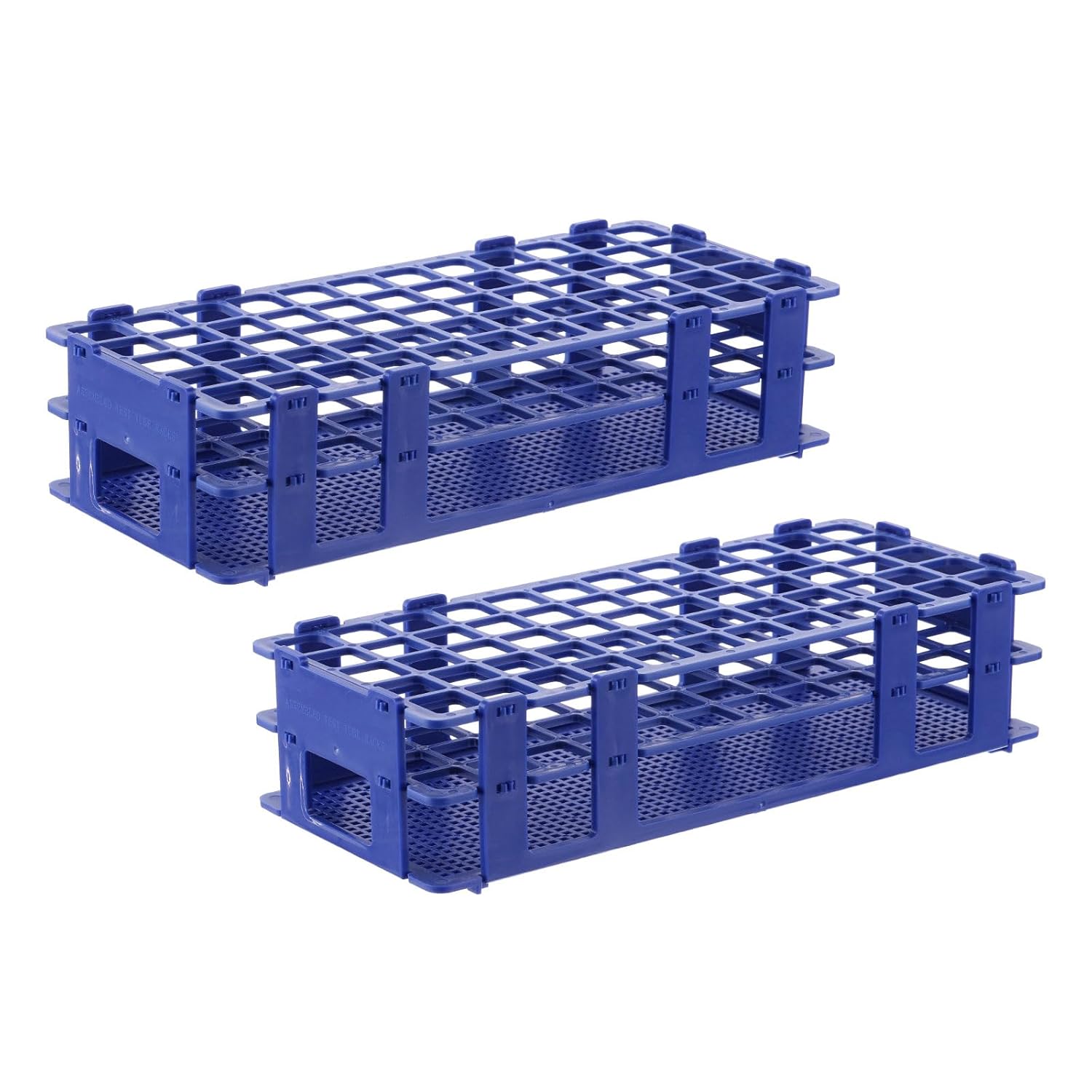PATIKIL 60 Holes Test Tube Rack, 2Pcs 16mm Square Hole Plastic Detachable Test Tube Holder Stand Suitable for 16mm Dia Tube for Laboratory Scientific Experiments, Blue