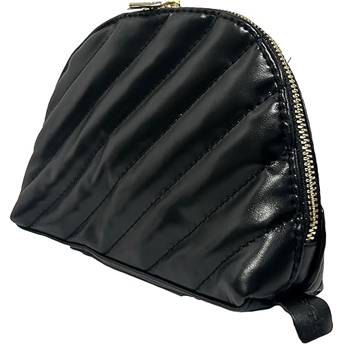 Yves Saint Laurent YSL Cosmetic MEDIUM BLACK QUILTED DOME Pouch Makeup Bag YSL QUILT Fragrance Bag (MEDIUM 8L X 5H X 2W) - 8192