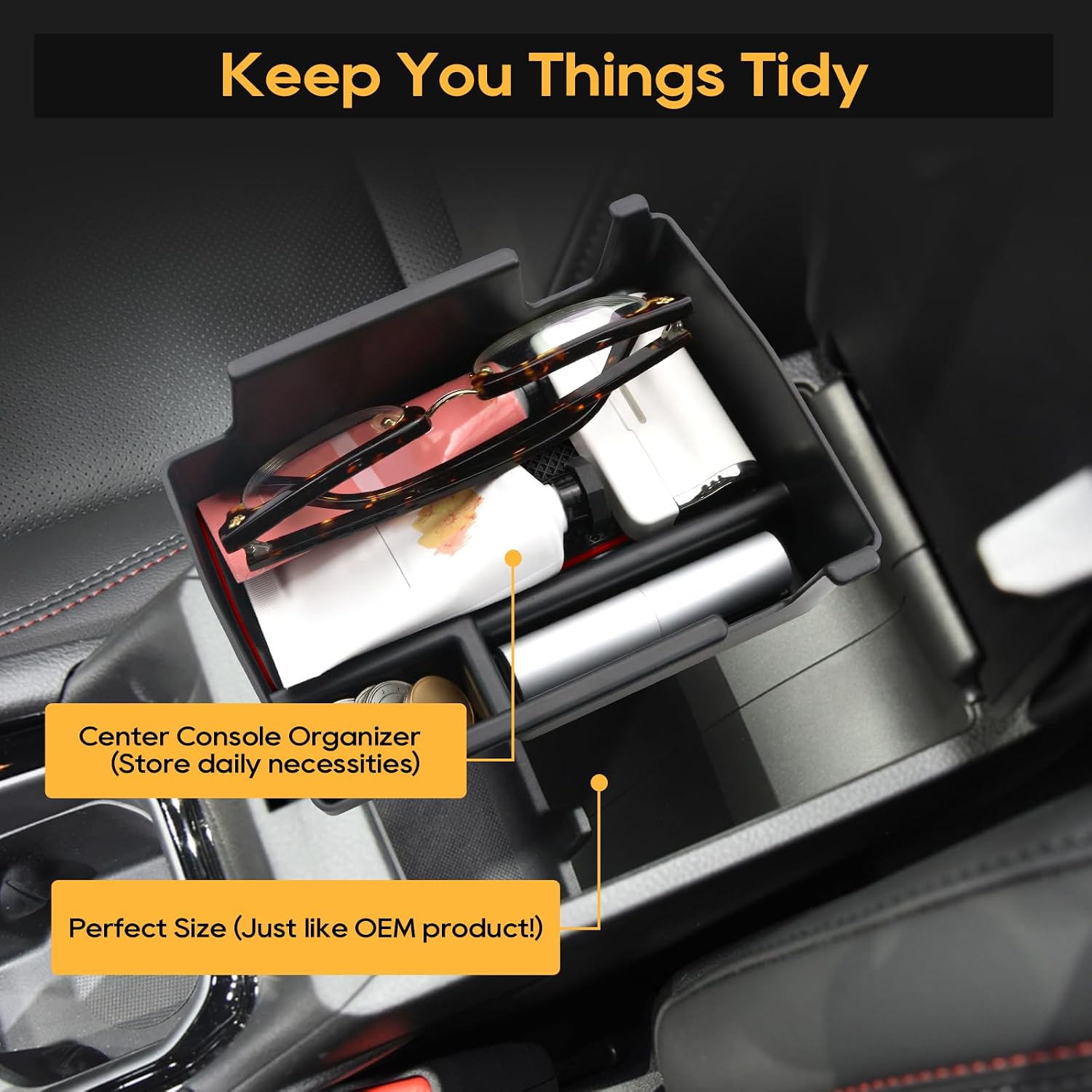 LFOTPP Center Console Organizer for J*eep Compass(2022 2023),Dodg|e Hornet (2023 2024) Armrest Secondary Box Organizer Tray 2023 Compass Interior Accessories Glove Box Pallet Tray Red