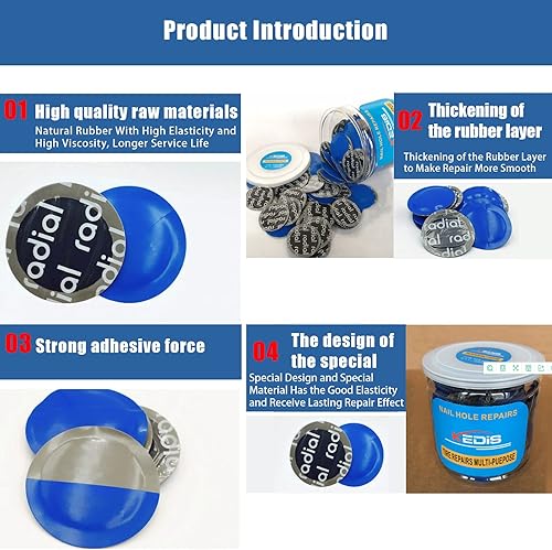 Miniatura 4 de Flylin Parche de reparación de neumáticos, 80 piezas de 2.283 in redondos universales para neumáticos y tubos, parches fríos sin cámara, parches