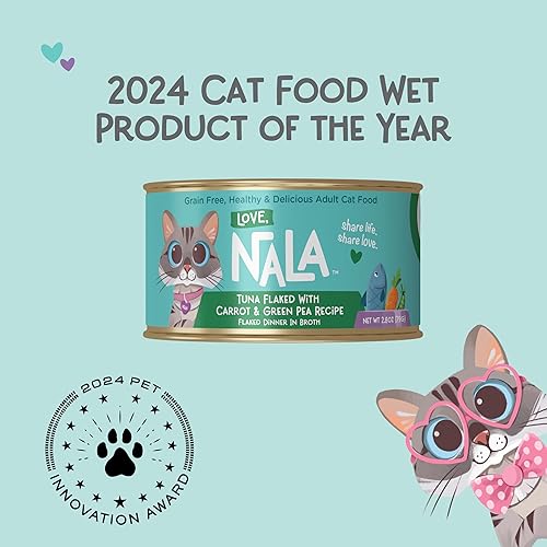Miniatura 2 de LOVE, NALA - Alimento húmedo natural para gatos adultos - Atún en capas con zanahoria y guisantes verdes en caldo - Sin granos, sin OMG, proteína