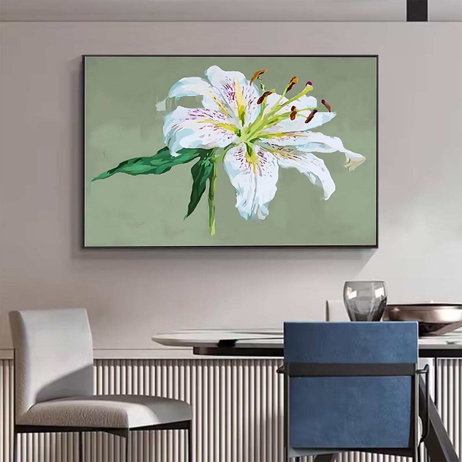 Malen Nach Zahlen Erwachsene,DIY Ölgemälde Kit Lilie Einfach 90x120cm 0-F-2 | Paint by Numbers Mit 3 - Pinseln und Acrylfarbe Knitterfreie Leinwand Kit, als Geschenk für die Wohnraumdekoration
