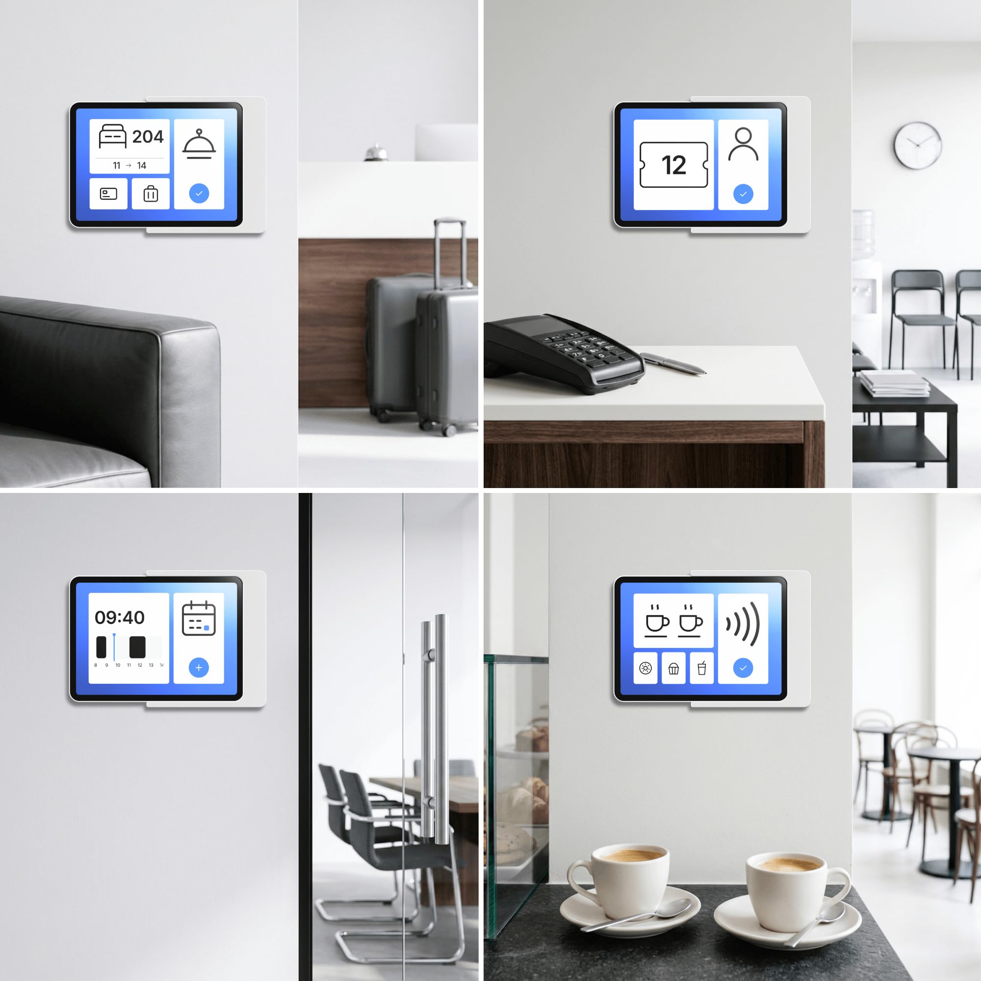 Support Mural Tablette pour Lenovo Tab M11 (11 Pouces, TB330) - Fixation Ultra-Plate et sur Mesure pour Écran Domotique et Tableau de Bord - Passe-Câble Intégré - Blanc