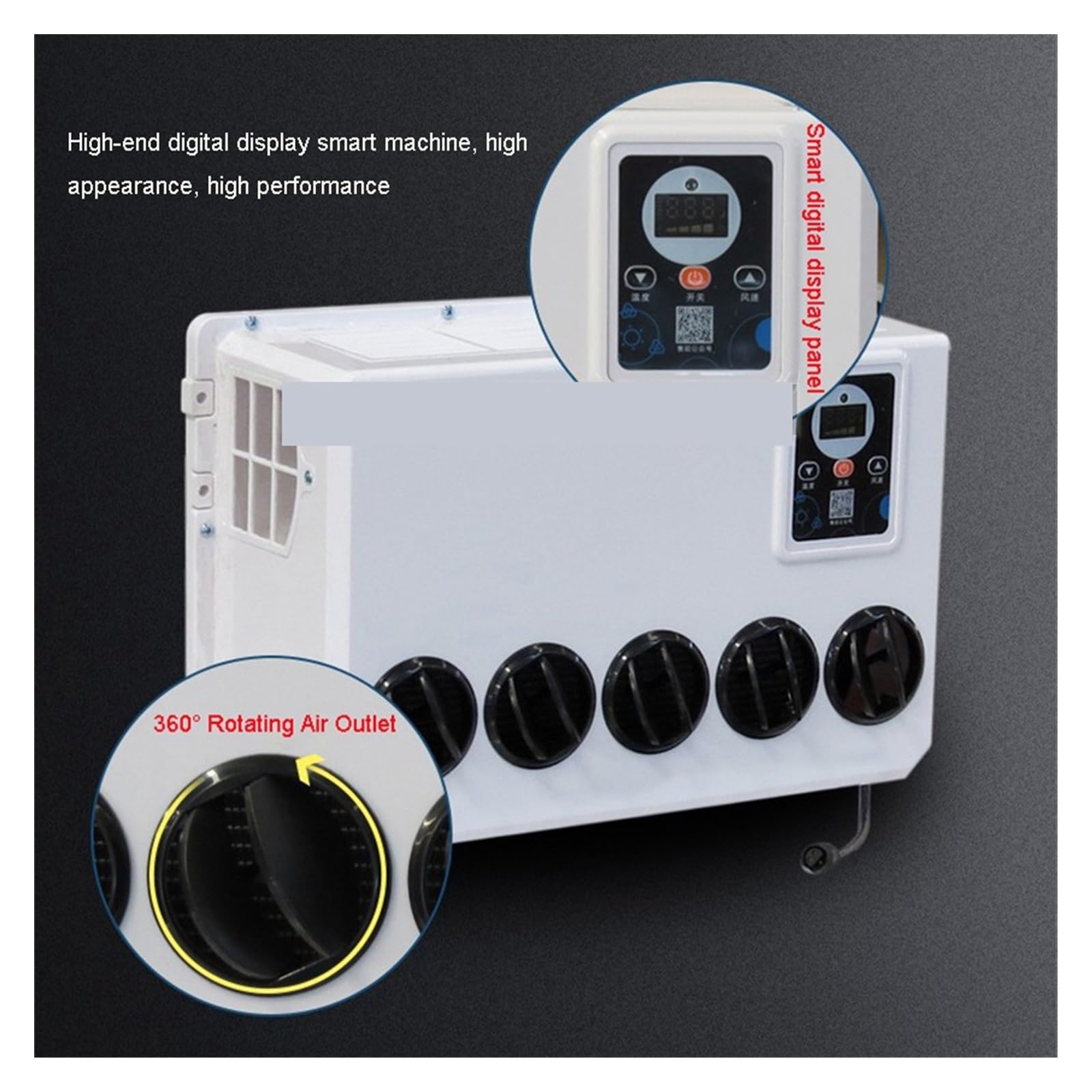 Aire Acondicionado, Aparcamiento Eléctrico Aire Acondicionado Refrigeración 24V Máquina Integrada Vehículo 12v Camión Camper Coche Excavadora Bulldozing,Para Caravana, Camionetas,Viento frio(Red,12v)