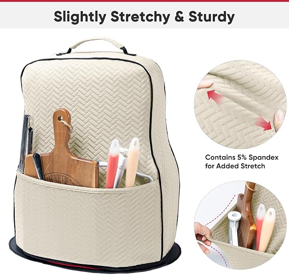BAGSPRITE Stretchy Stand Mixer Cover with Appliance Slider- Washable Appliance Cover Compatible with Kitchenaid Mixer5/4.5 Quart - Dust Cover with Pockets for Kitchen Aid Accessories and Attachments