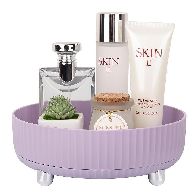 Organizador Giratório 360° para Maquiagem, Perfumes e Cuidados da Pele Anyoifax, Roxo Pequeno