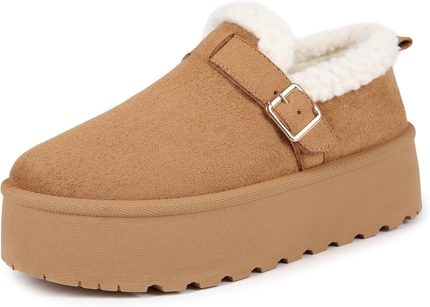 baobeijiadao Women’s Platform Mini Boots Slip On Faux Fur Slippers Anti-slip Warm Winter Shoes for Women Outdoor Indoor