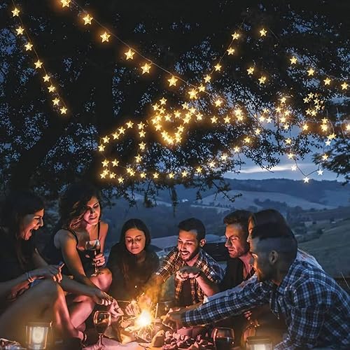 Miniatura 5 de Guirnalda de luces de estrella para decoración de Navidad, 20 pies, 40 LED, funciona con pilas, luces blancas cálidas, lindas luces colgantes de