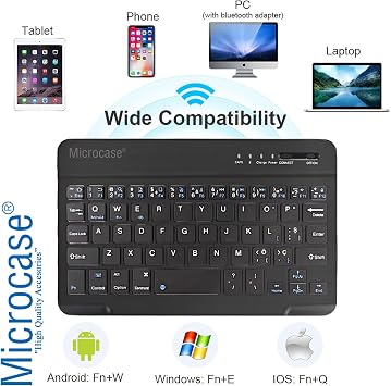 Microcase Tablet ve Telefonlar için Şarjlı Türkçe Mini Bluetooth Klavye 20 cm - AL2737 Siyah