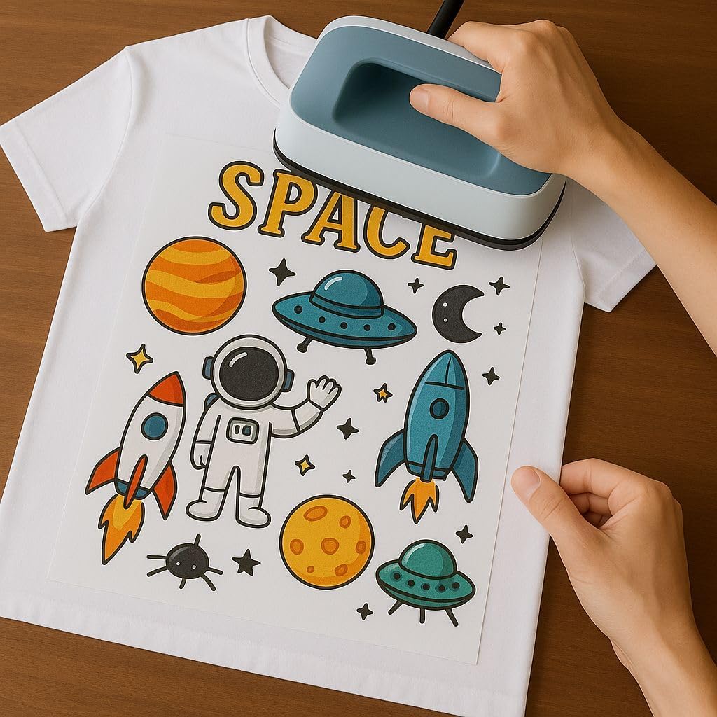 15PCS Space Design Gang Sheet – Ready to Press Heat Transfer Vinyl for Fabric – Astronaut, Galaxy, Planets & Space Animal Prints for DIY T-Shirts, Hoodies, Tote Bags, Clothing Decoration