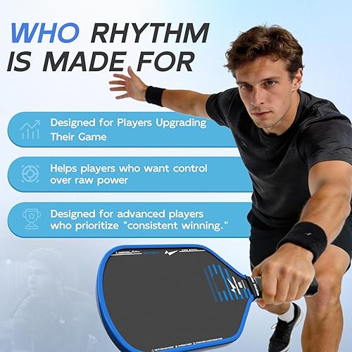 Miniatura 4 de Warping Point Rhythm Carbon Fiber Pickleball Paddle, UPA-A Approved, Thermoformed 16MM Pickle Ball Paddle, MaxCell Honeycomb Core, Design for