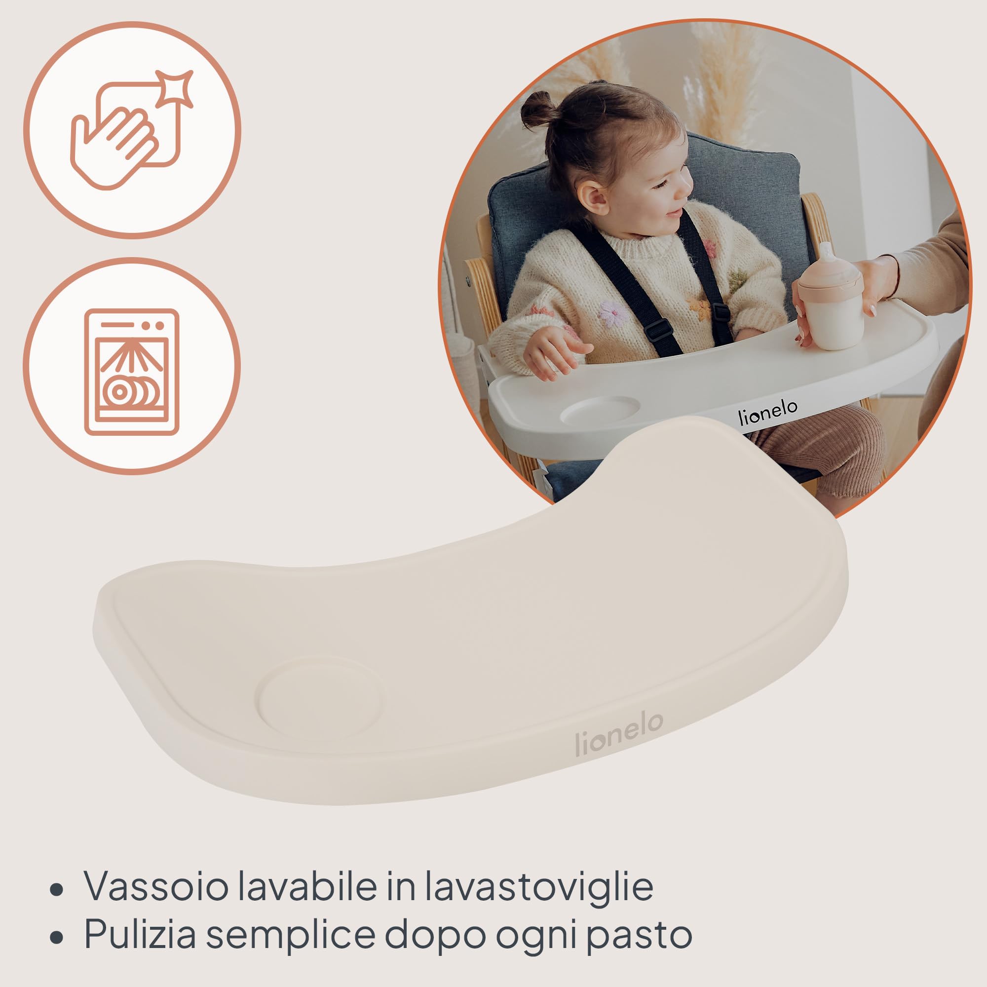 LIONELO Floris Seggiolone Pappa 3 in 1 in Legno da 6 Mesi a 40 kg | Evolutivo fino a 12 Anni, Sedile e Poggiapiedi Regolabili in Altezza, Vassoio Rimovibile