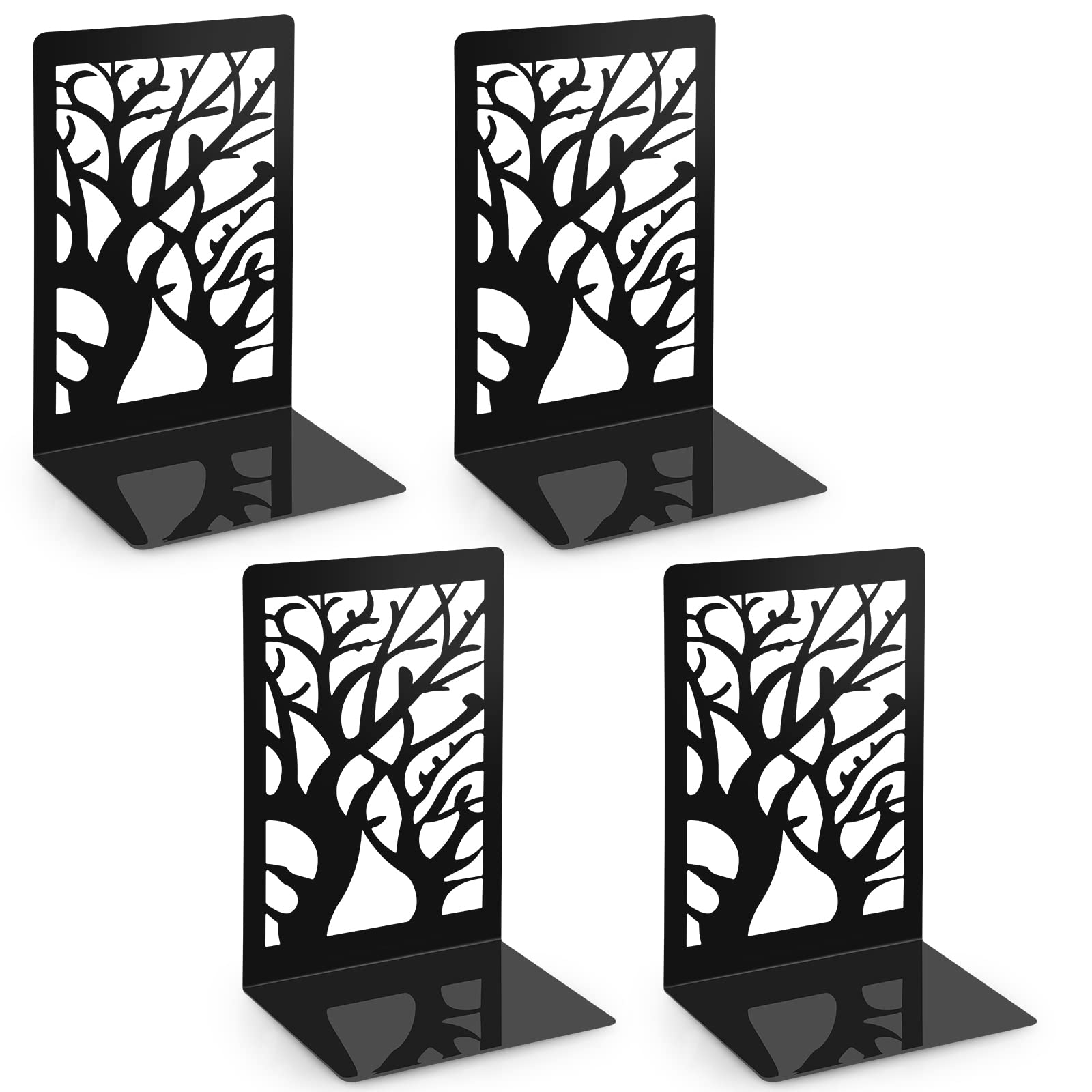 2 Pares Sujetalibros, Sujeta Libros Estanteria de Metal para Oficina Escuelas Infantil - 9,3 x 12 x 17,2 cm/Negro
