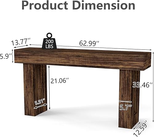 Miniatura 2 de Spaco Mesa consola de 63 pulgadas de largo, mesa de entrada de granja de 2 niveles con almacenamiento, mesa de madera detrás del sofá para sala de