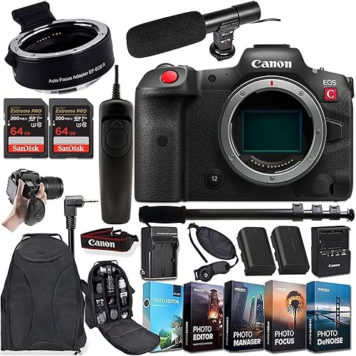 Canon EOS R5 C Mirrorless Cinema Camera (Body Only) and Mount Adapter EF-EOS R Bundle + Deluxe Accessories Kit (Renewed)
