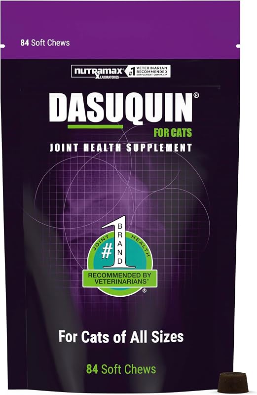 Nutramax Dasuquin Suplemento para la salud de las articulaciones para gatos - Con glucosamina, condroitina, ASU, extracto de Boswellia Serrata, extracto de té verde y Omega-3, 84 masticables suaves