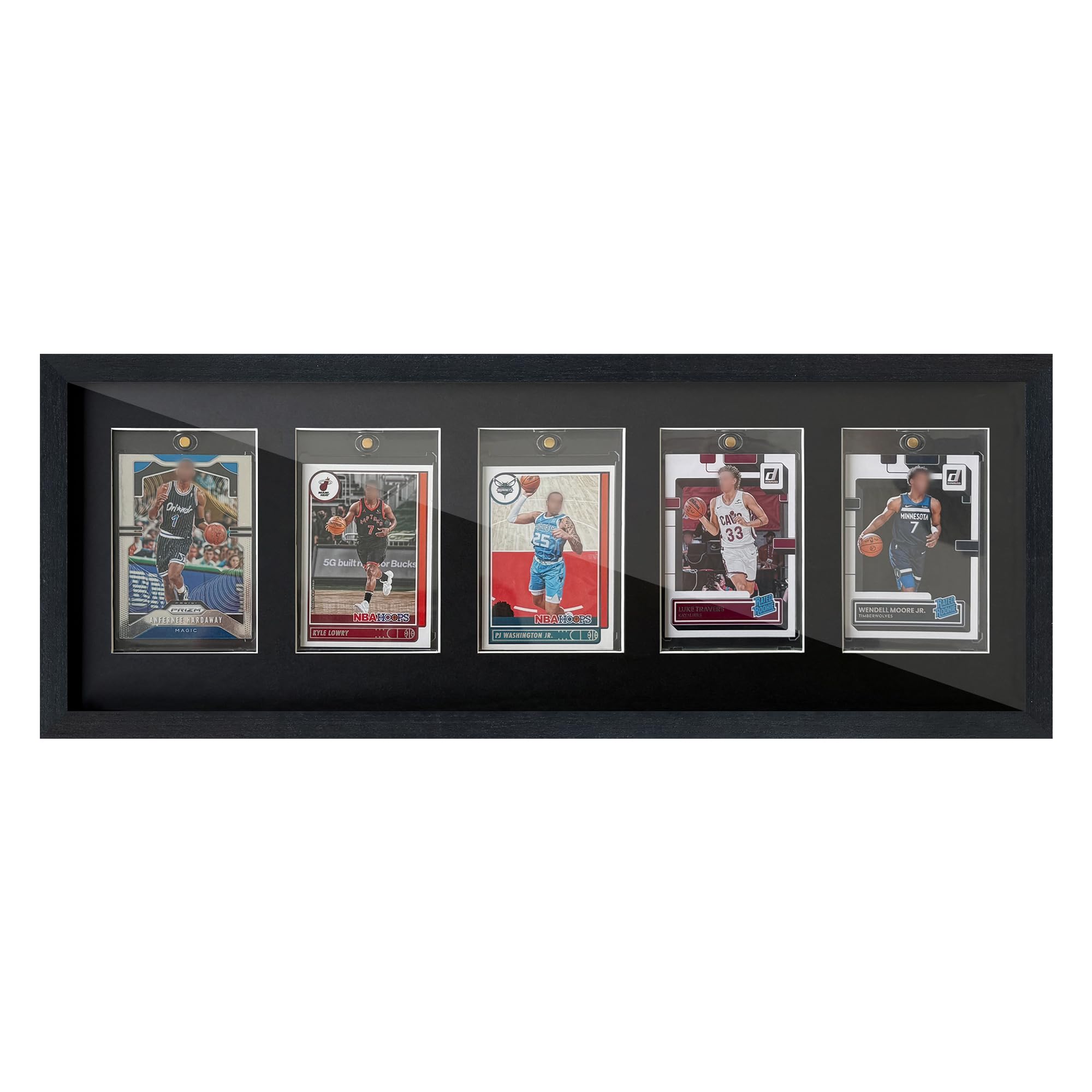 iRahmen Vitrina para tarjetas de intercambio, cubierta de vidrio templado y marco de madera, soporte de pared para tarjetas deportivas, soporte para 5 tarjetas para béisbol, Pokémon, béisbol