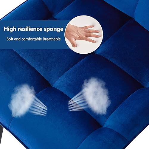 Miniatura 6 de TUKAILAi Juego de 2 sillas de comedor de terciopelo sin brazos, asiento tapizado suave y cómodo de mediados de siglo, sillas auxiliares modernas con