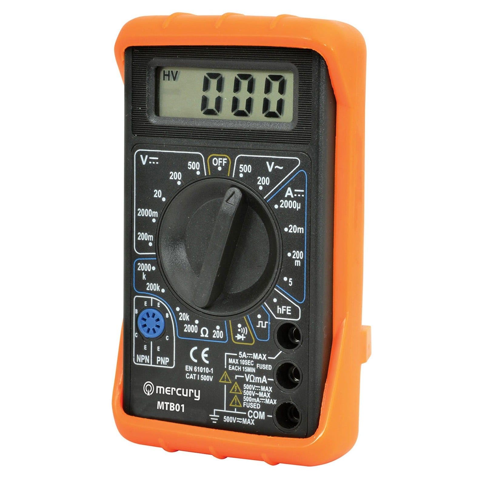 MTB01 Digital Multimeter Tester with Leads 19 Testing Ranges & 7 Functions [MTB01 (7 Functions with Case)]