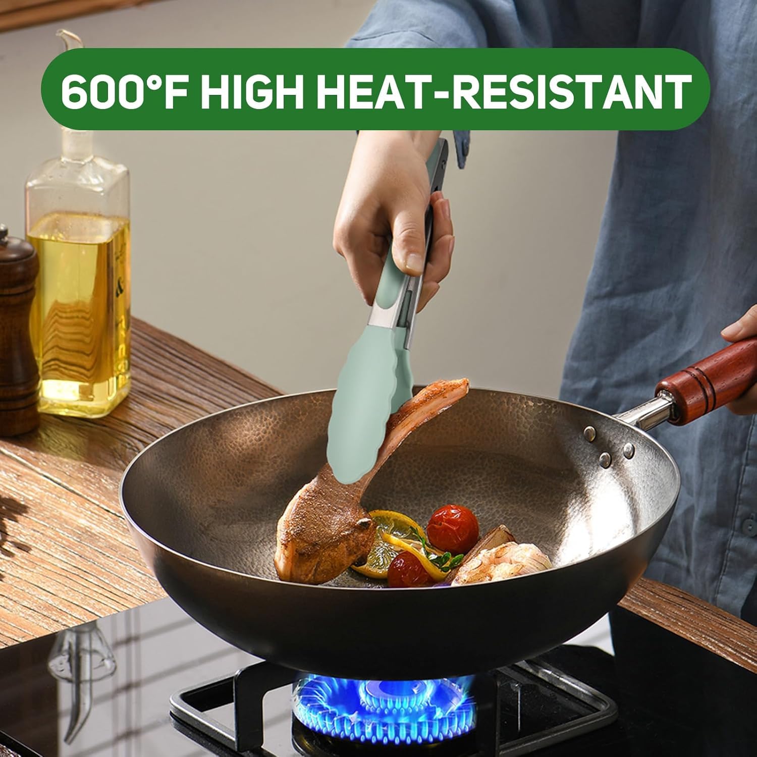 EEKEDO Silicone Tongs - Non-Stick Cooking -9