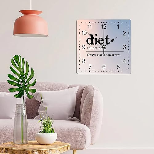 Miniatura 200 de Reloj de pared cuadrado de PVC con definición de contador, refranes motivacionales, reloj de pared grande, descripción de la palabra, 12 pulgadas