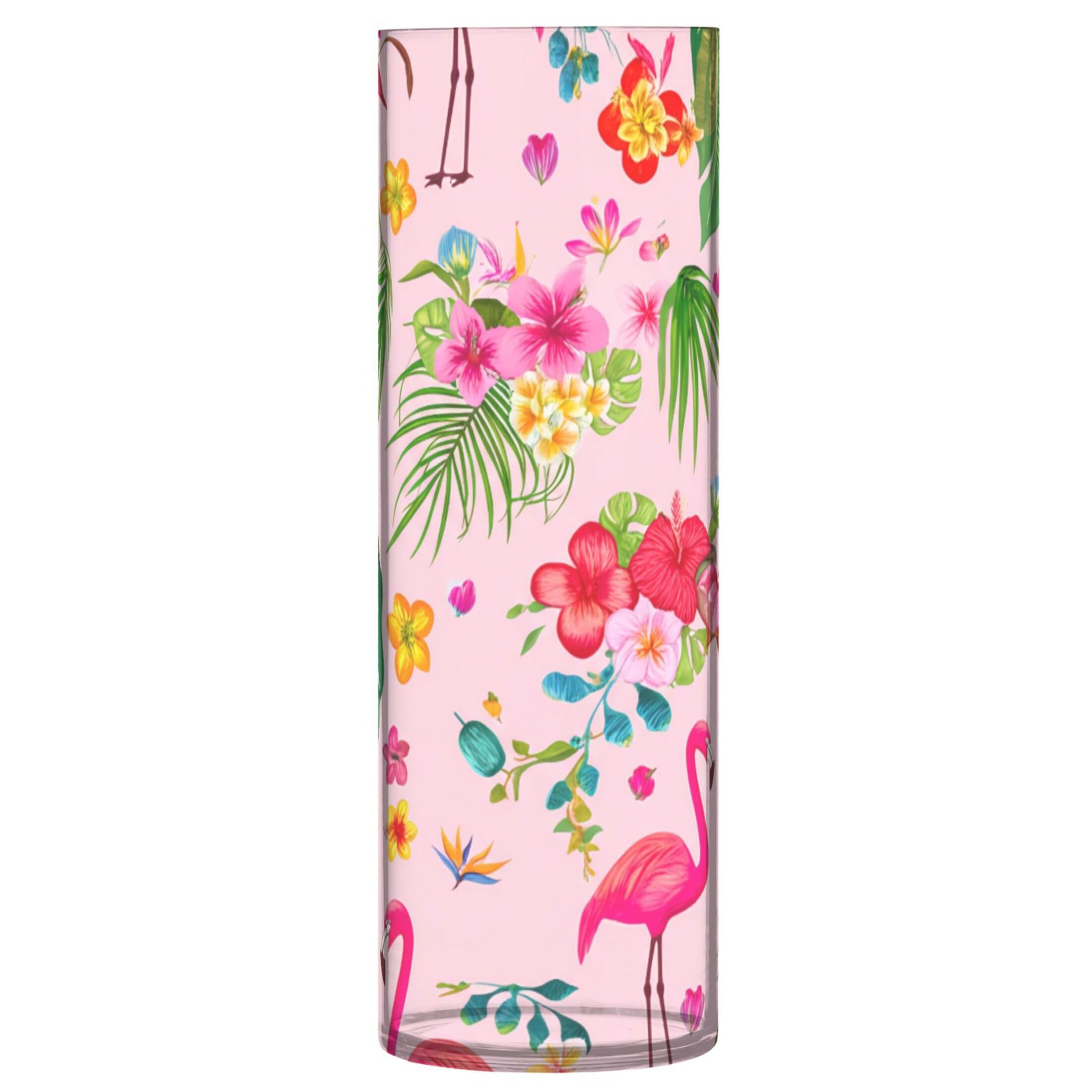 Vase transparent flamants roses pour fleurir votre bureau ou salon lumineux