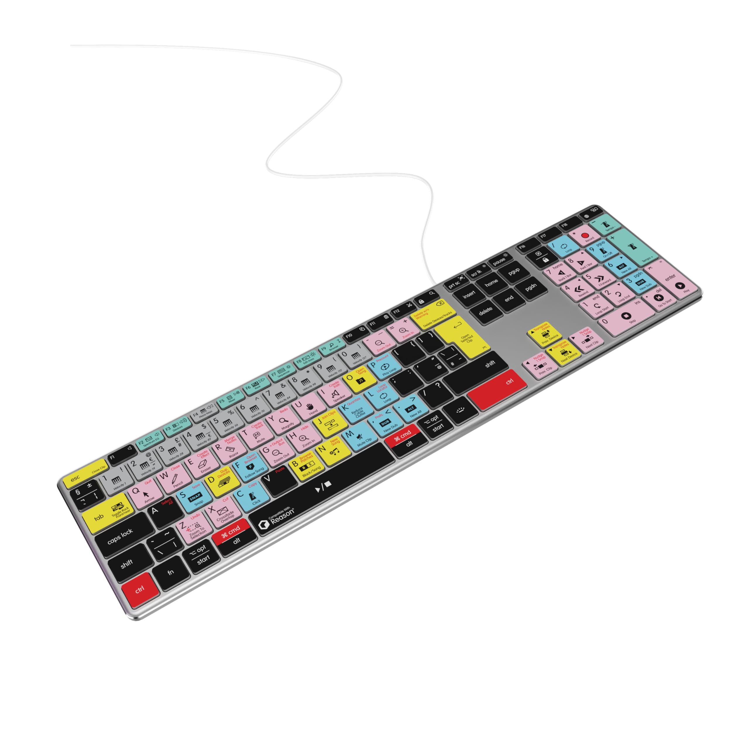 Editors Keys Reason Studios - Tastiera AB10 Core compatibile con cavo USB-C, retroilluminata, oltre 150 scorciatoie codificate a colori, Mac e PC, layout UK/Euro English