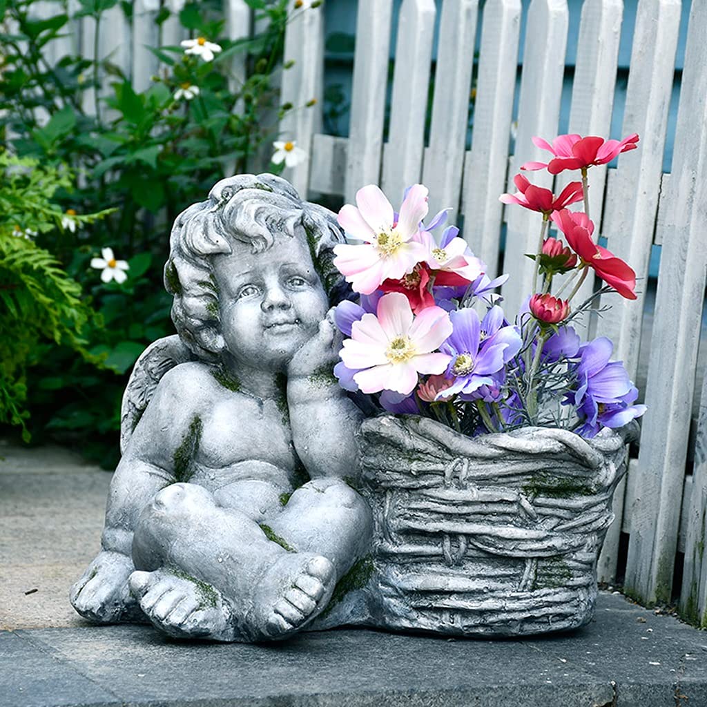 Posągi ogrodowe dekoracja ogrodowa anioł doniczka sukulenty zielone rośliny doniczkowe dziedziniec artystyczny wystrój, używany na balkon taras ozdoby ogrodowe figurki ogrodowe