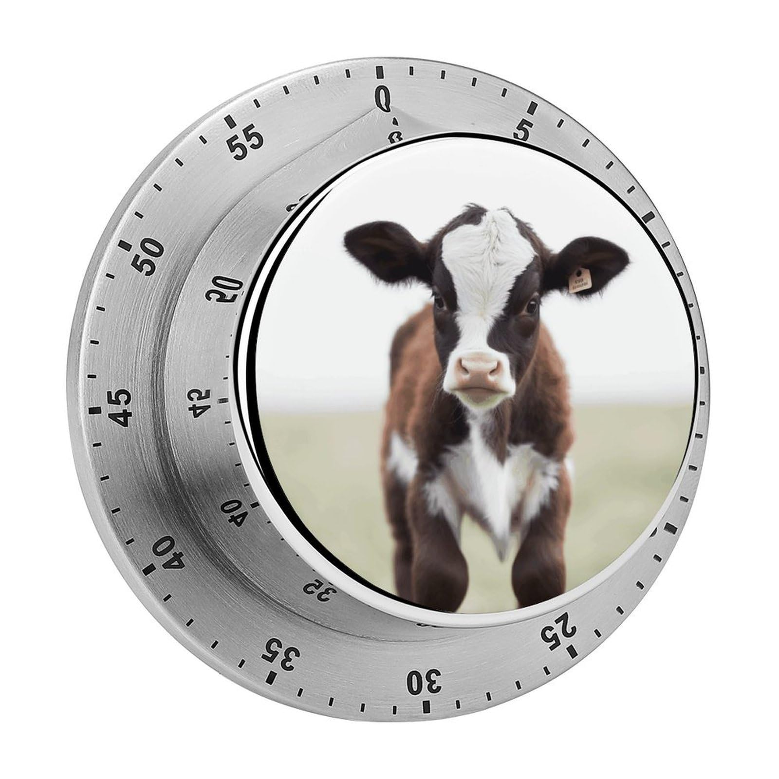 Cow Timers Adsorbable Stainless Steel Kitchen Timer Loud 60 Minute Visual Timer Portable Manual Countdown Timers Alarm Clock Time Management Tool for Home Work