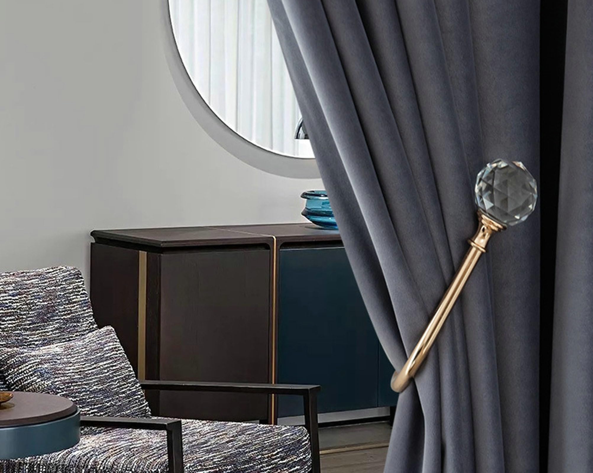 Rideaux de salon à oeillets Epinki en velours gris pour cocooning de chambre