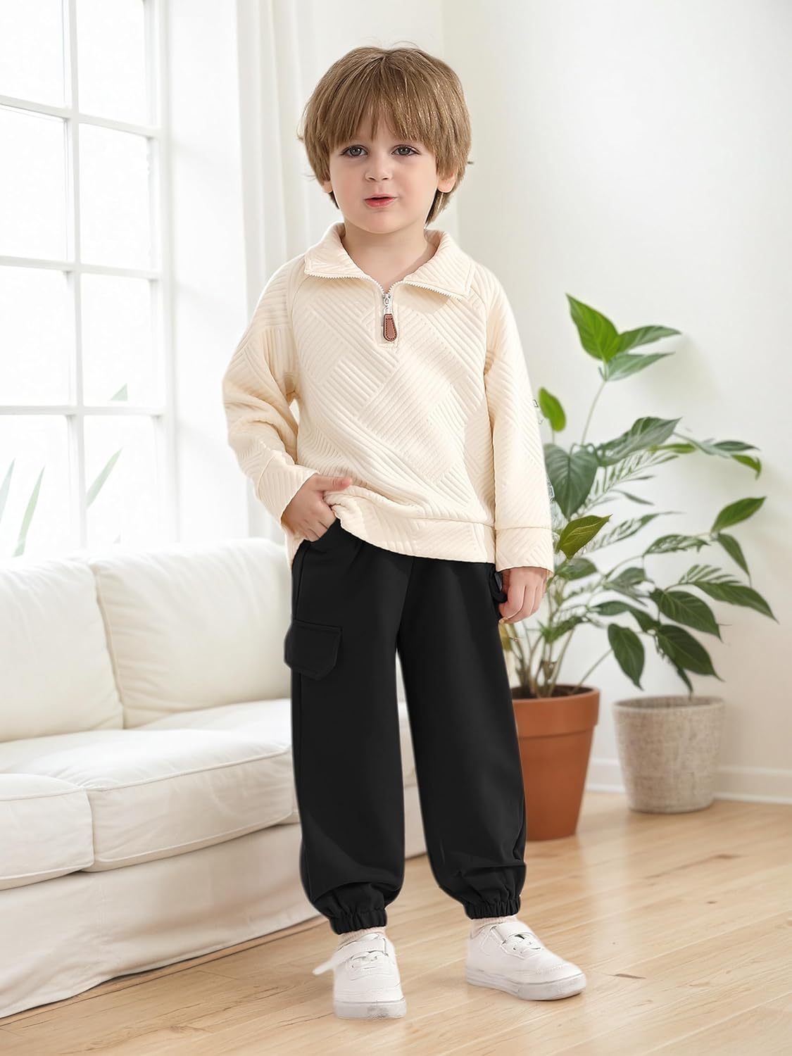 ESHOO Toddler Baby Boy Fall Winter Clothes 2 Piece Outfits Sweatsuit Boys Long Sleeve Zipper Sweatshirt and Pants Set 18M-6T - Image 8