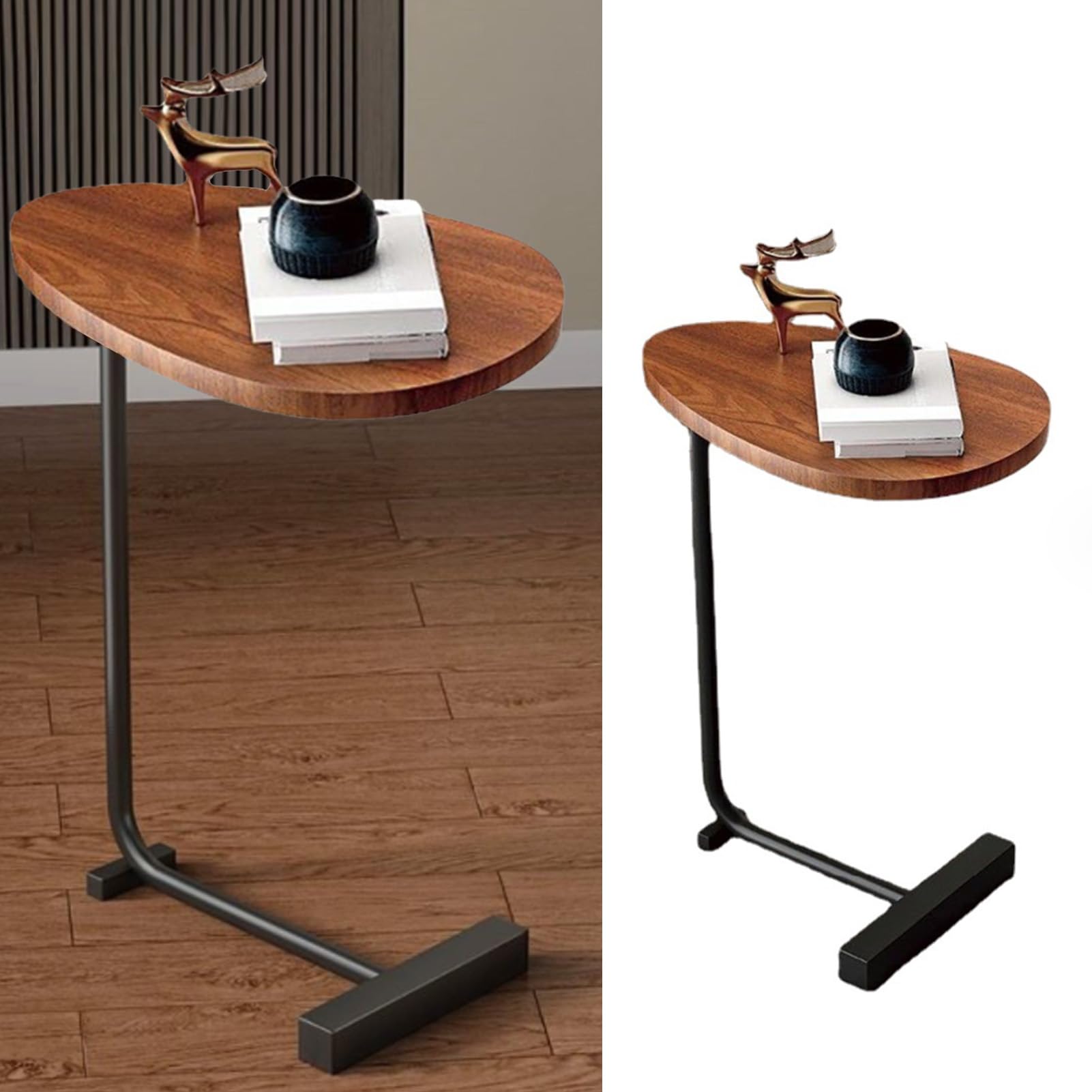 Naroote Couch-Beistelltische, die Untergeschoben Werden Können, C-förmiger Beistelltisch für Couch-Snack-Beistelltische, C-Tisch mit Holzmaserung, Kleine Nachttische für Sofa, Hotel,
