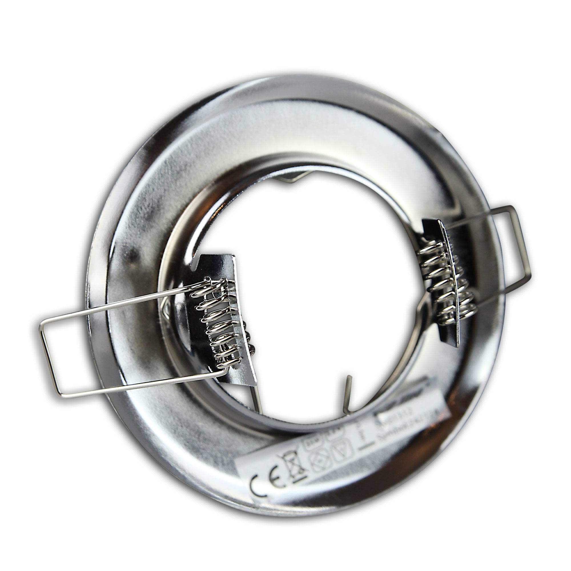 LED Einbaustrahler Rund, Chrom – 5 Watt, Kaltweiß, 12V, Schwenkbar Bis 45°, Für 70 Mm Bohrloch, Mit MR16 Fassung