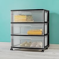 Vista 2 de Carrito ancho de 3 cajones, color negro