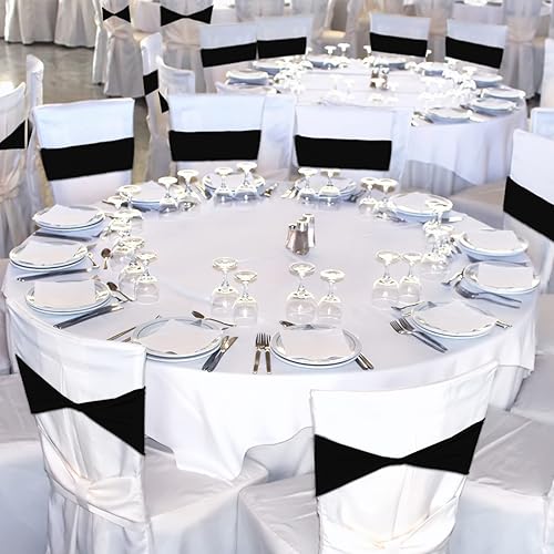 Miniatura 6 de CHENGU 100 piezas Cintas elásticas de elastano para sillas, lazos simples, bandas para sillas de boda real sin hebilla, decoraciones de cumpleaños