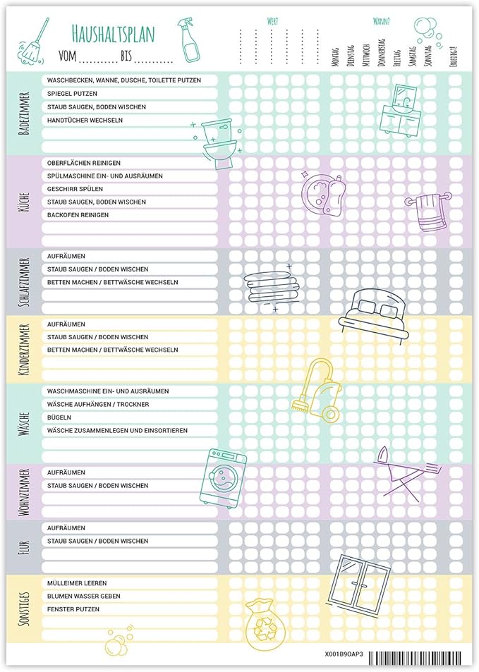 PlanMe Haushaltsplaner Putzplan mit Aufgabenverteilung Planer DIN A4