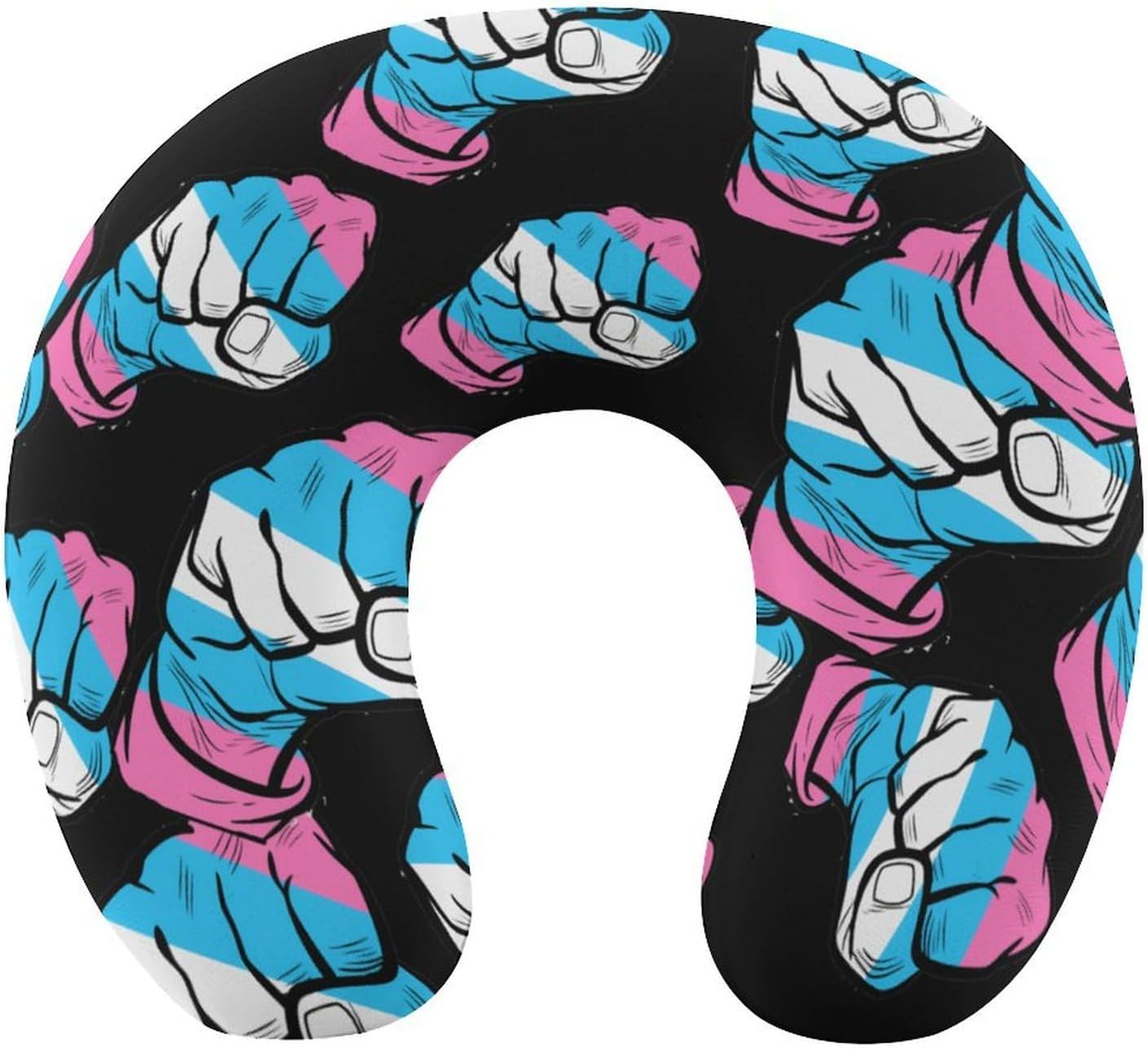 Raised Fist Transgender Flag Travel Pillow U Shape Neck Pillow Washable Pillowcase for Sleeping Chair