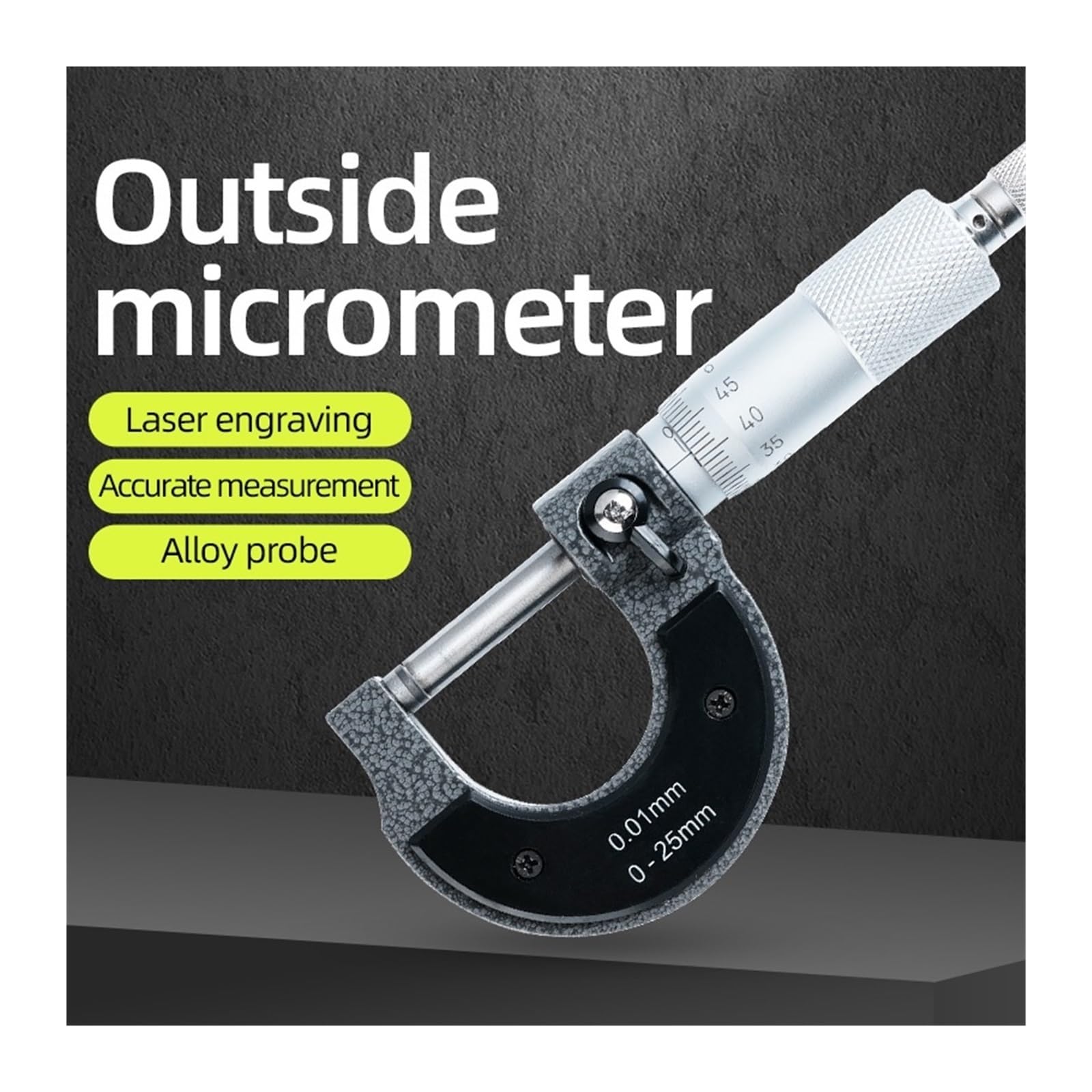 Juego de micrómetros, Micrómetro de precisión 0 a 25 mm, calibre métrico exterior,001, herramienta medición micrométrica, micrómetro externo, calibradores micrométricos para bricolaje/hogar(25-50mm)