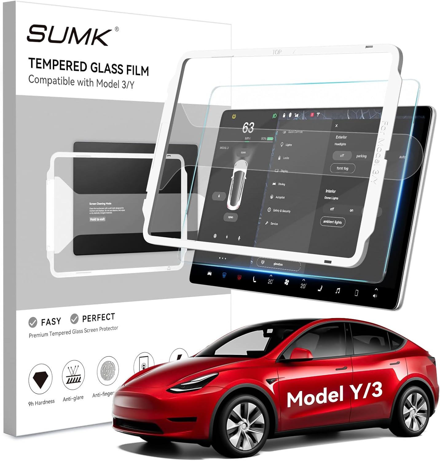 Screen Protector for Tesla Model Y /3 Accessories (No for 3 Highland & Y Juniper), [9H & Anti-glare & Fingerprint] 15 inch Front Protector for Model Y (2020~2024) Model 3 (2017~2023) – Matte