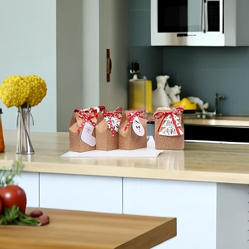 Miniatura 7 de HDFSP 12 bolsas de regalo de Navidad, bolsas de regalo de papel kraft de Navidad, bolsas de regalo de Navidad para regalos de fiesta de Navidad con