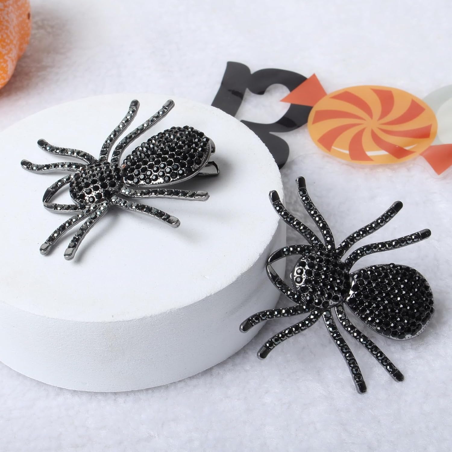 2PCS Black Spider Hair Clips for Women Girls Hiphop Metal Spooky Halloween Hair Clip With Stone Barrette for Styling Halloween Hair Accessories - Image 6