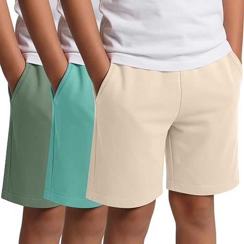 YooAurvox 3 Pack Boys Athletic Shorts, 3-Color Set, 14-16 Years